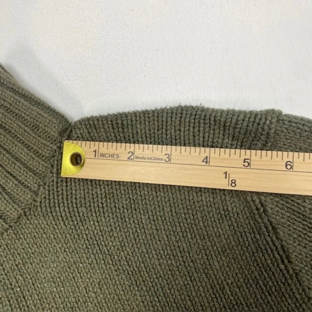 Polo Ralph Lauren Mens Quarter Zip Sweater Olive Green Cotton Knit Large L